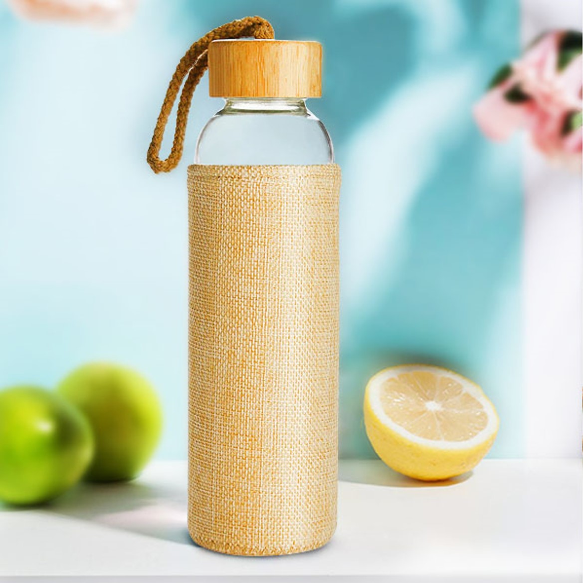 Glass Bottle with Jute Sleeve